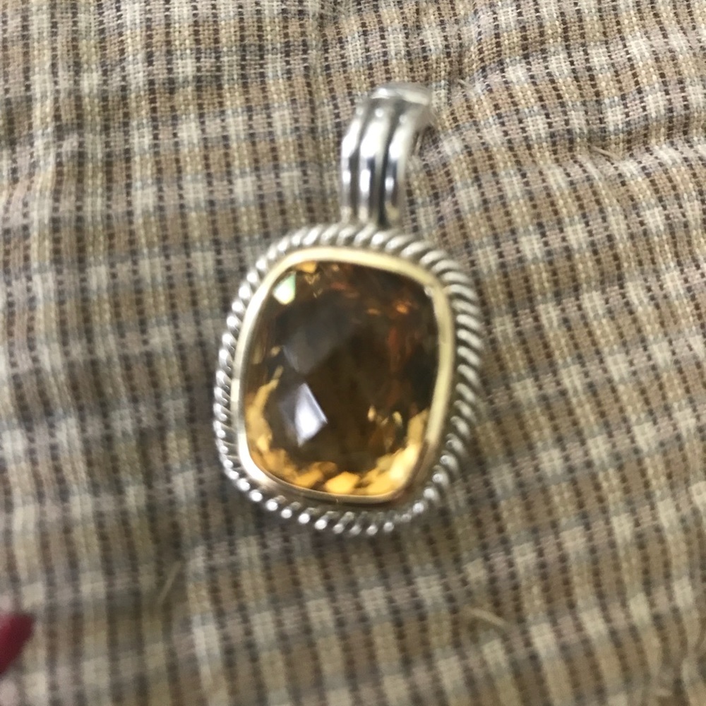 SS stamp-925 pendant with “citrine” colored stone